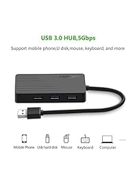 Ugreen concentrador USB 3.0 de 3 puertos USB, Tarjeta de sonido USB 2 en 1, adaptador externo de audio estéreo con auriculares y micrófono 5 gigas por segundo de alta velocidad de 9 64 pulgadas para Mac OS, Windows, Linux, iMac, MacBook, Mac Mini, PCs, ta