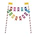 Multicolor Rainbow Birthday Bunting Paper Cake Topper - 3.5