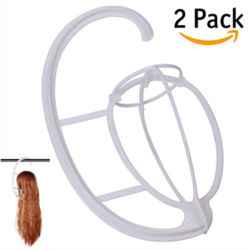 Dreamlover 2 Pack Wig Hanger, White Portable Hanging Wig Stand for All Wigs and Hats, Collapsible Wig Dryer, Durable Wig Stand Tool Holder, Hat and Cap Holder