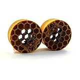 Cutout Honeycomb with Bee Yellowheart Wooden Plug/gauge (2 Pieces)