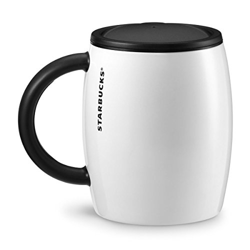 Starbucks Stainless Steel White Pearlescent Mug with Lid, 14 fl oz