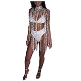 MineSign Diamond Choker Necklace Long Tassels Choker Wide Chain Necklace Fashion Jewelry Gold