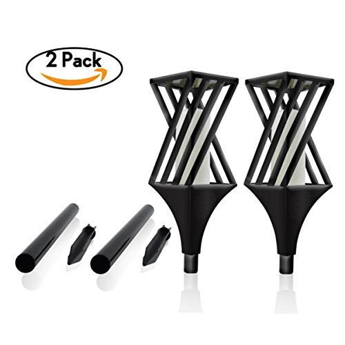 image for WallyDeals 32.5 inch Solar Flame Lights Outdoor Waterproof Flicker Tor