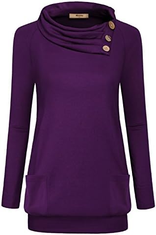 Miusey Womens Raglan Long Sleeve Cowl Neck Pullover Casual Tunic Sweatshirts with Pockets Miusey Womens Raglan Long Sleeve Cowl Neck Pullover Casual Tunic Sweatshirts with Pockets