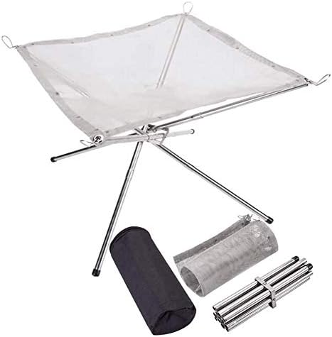 Erdex 焚火台 替メッシュシート付 3分割 組立式 収納袋付 焚火 薪 コンパクト ソロ ファイアスタンド 焚き火台 アウトドア ツーリング キャンプ 組み立て簡単