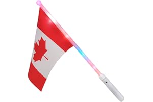 LED Canadian Flag, Handheld Canada Flag with Light-Up Pole, Polyester, Indoor Display, 28 x 20 cm, Soccer Fans USA