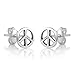 925 Sterling Silver Tiny Classic Peace Sign Open Round Unisex Post Stud Earrings 7 mm