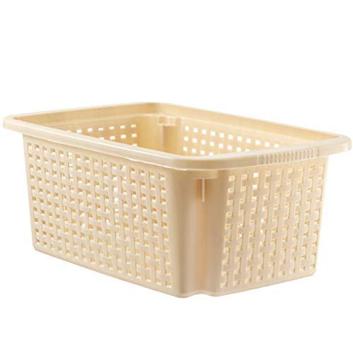 YBM HOME Plastic Stackable Storage Open Bin Basket Closet Shelf Kitchen Office Organizer Ba260-beige