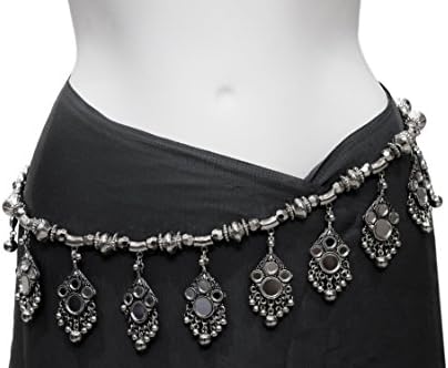 Boho Kuchi Gypsy Belly Dance belt - Silver plated finish - 24.3" crafted length