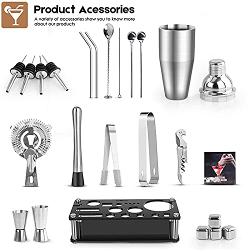 ZPEE Cocktail Mixing Kit 23-teiliger Bartender Kit Cocktail Shaker Set aus Edelstahl Eiskorn-Acryl-Ständer für gemischte… – Bild 3