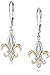 Sterling Silver and 14k Yellow Gold Fleur-de-Lis Diamond Accent Drop Earrings