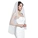 BEAUTELICATE Wedding Bridal Veil with Comb 1 Tier Cut Edge Fingertip&Cathedral Length