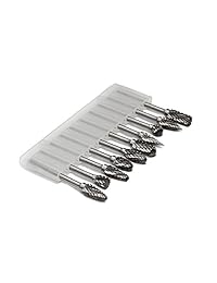 YUFU Juego de 10 fresas giratorias, de corte doble, de 0.118 pulgadas (3 milímetros). Vástagos para amoladora, para tallar metal, pulir, grabar, y perforar.