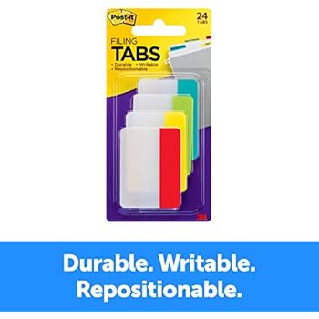 Post-it Tabs, 2 inch Solid, Assorted Primary Colors, 6/Color, 4 Colors, 24/Pk (686-ALYR)