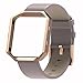 Henoda for Fitbit Blaze Bands Leather Small Large Strap Smart Fitness Watch Band Women Men (A Oxford Tan and Rose Gold Frame, S/P Size)