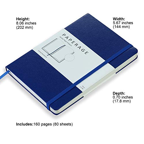 Paperage Dotted Journal Bullet Notebook, Hard Cover, Medium 5.7 x 8 inches, 100 gsm Thick Paper (Navy, Dotted)