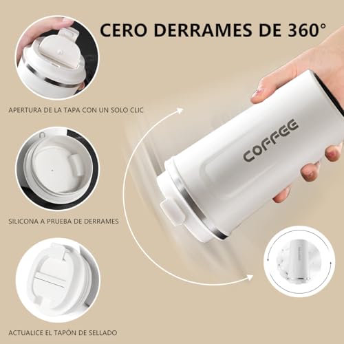 MXHIGO 2Pcs Termo Taza para Cafe de 510ml/18oz de Acero Inoxidable 304 con Tapa, Vaso Térmico de Café Frío y Caliente, Hermética Cero Derrames, Botella de Agua para Hogar, Oficina, Coche y Deportiva