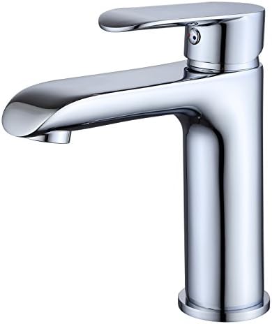 Bathroom Bsin Kitchen Sink Faucet, Hot Cold Water Classic Bath mixer Water Tap,Copper Chrome Finishing Silver Single Hole Handle Face Wash Commercial Modern Hose Faucets，Lead-free
