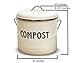 Compost Bin with 7 FREE Charcoal Filters by Silky Road | 1.3-Gallon / 5-Liter | Vintage Cream Powder-Coated Carbon Steel | Kitchen Pail with Lid, Trash Keeper Container Bucket, Recycling Caddy