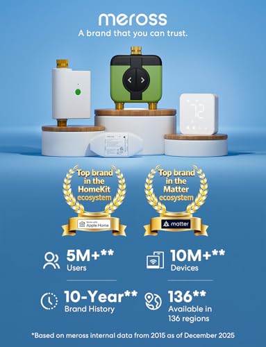 meross WiFi Water Hose Timer with WiFi Hub, Smart Sprinkler Valve with Brass Inlet & Outet, Work with Apple Homekit, Alexa & Google Assistant, Watering Timer for Lawn, Garden, Yard and Pool