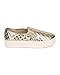 Breckelles DH57 Women Metallic Quilted Round Toe Platform Slip On Sneaker - Gold