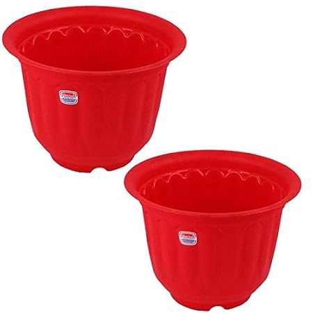 Antier Garden Essential Plastic Jasmine Planter/Pots (Diameter 10-inch, Red, Pack of 2)