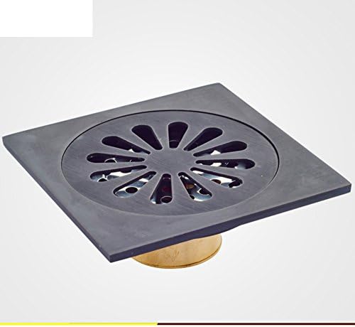 Continental ancient black all-copper bathroom floor drain odor/Thick retro antique bathroom floor drain-C
