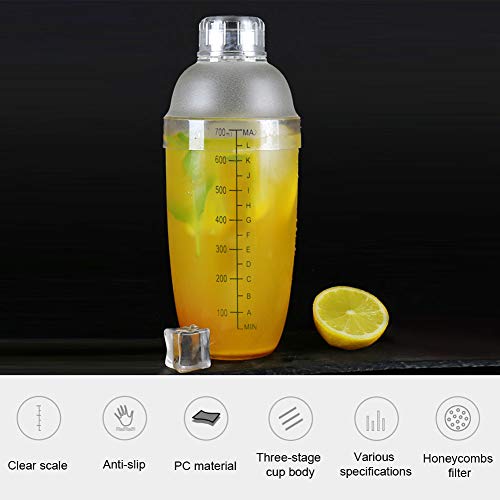 700ml Cocktailshaker, klarer Kunststoff Getränke-Shaker Bubble Tea Boba Cup Margarita Mix Messflasche mit Eissieb für… – Bild 5