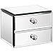Beautify Mirrored Glass Fashion Jewelry Organizer Storage Box with 2 Drawers, Velvet Lining and Glass Cleaning Cloth 5.9
