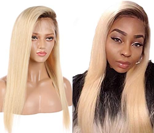 Nobel Hair #4/613 Blonde Peruvian Virgin Human hair Lace Front Wigs for Women With Baby Hair Pre Plucked Ombre Human Hair Wigs Straight Glueless Lace Wigs 20Inch