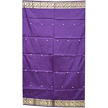 Mogul Interior Indian Traditional Table Cloth Voilet Silk Sari Table Throw Wedding Decor 27x44