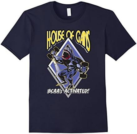 Men's BCAA's Activated! Pumped Shark Muscle Gym Workout T-Shirt Large Navy