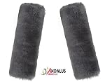 Andalus Authentic Sheepskin Car Seat Belt Cover (2 Pack), Gray, Soft Shoulder Pad, Comfortable Driving, Genuine Natural Merino Wool