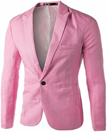 Singleluci Mens Slim Fit Casual One Button Blazer Jacket Business Suit