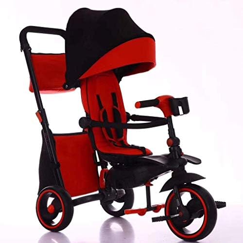 三輪車トライク １着でも送料無料 ビッグキッド折り畳み式ベビーカートライク 1 6歳の男の子女の子三輪車誕生日ギフトは初心者レッドサンシェイド4 三輪車 1
