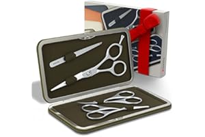 Suvorna Premium Beard & Mustache Set with Beard scissors for men - Facial Hair/Nose/Eyebrow Scissors - Slant Tweezers (4 Pcs Green)