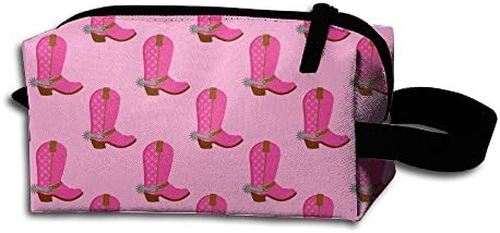 Zbag Pink Cowboy Boot Portable Make-Up Zipper Pouch Beauty Cosmetic Bag Carry Case Brush Organizer Toiletry Hanging Storage Bag Sewing Kit Medicine Bag