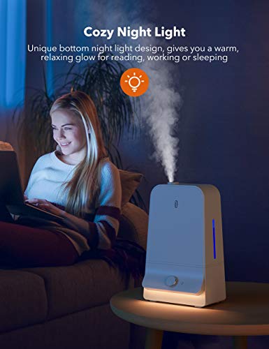 image for TaoTronics Humidifiers for Bedroom Babies, 26dB Ultra Quiet, Cool Mist