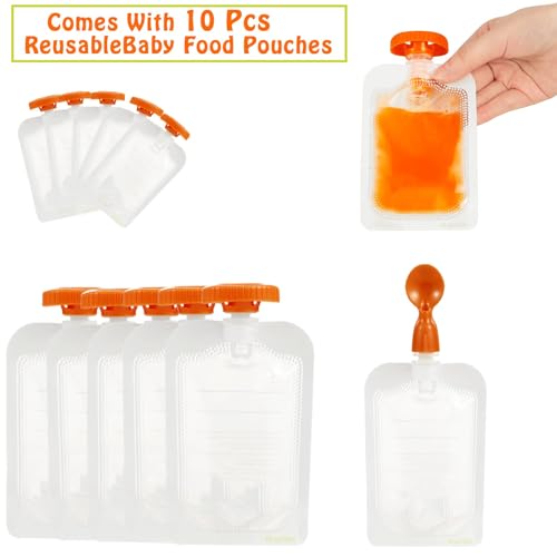 PandaEar Squeeze Station for Baby Puree Food Storage, Baby Food Pouch Filling Maker with 10 Pcs Pouches, Pouch Filling Station for Infant and Toddlers