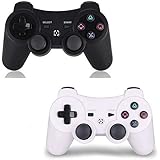 PS3 Controller Wireless 2 Pack - for Dualshock 3 Remote for Playstation 3,DS3 Joystick with Sixaxis (White+Black)