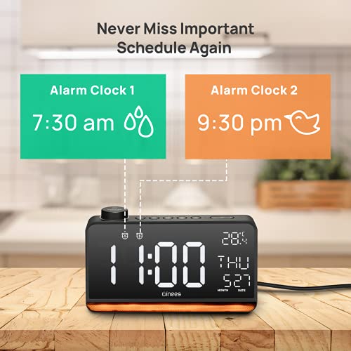 Alarm Clock for Heavy Sleepers, WINEES Digital Clock White Noise