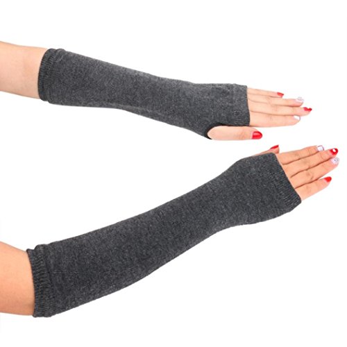 Kinrui Winter Gloves Mitten Wrist Arm Hand Warmer Knitted Long Fingerless (Deep Gray) - Thumbnail 5