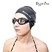 Bezzee-Pro Swim Cap Unisex Adult Men Women Waterproof Oversized Silicone Swimming caps with Earplugs and Nose Clips, Black