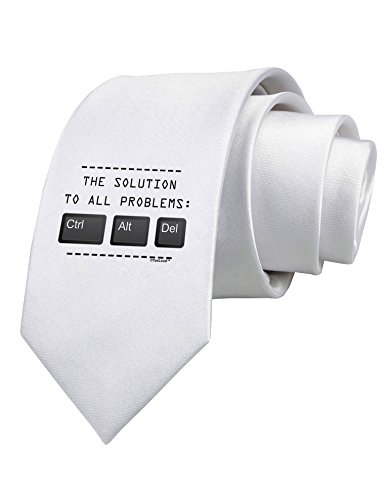 TooLoud The Solution - Ctrl Alt Del Printed White Neck Tie