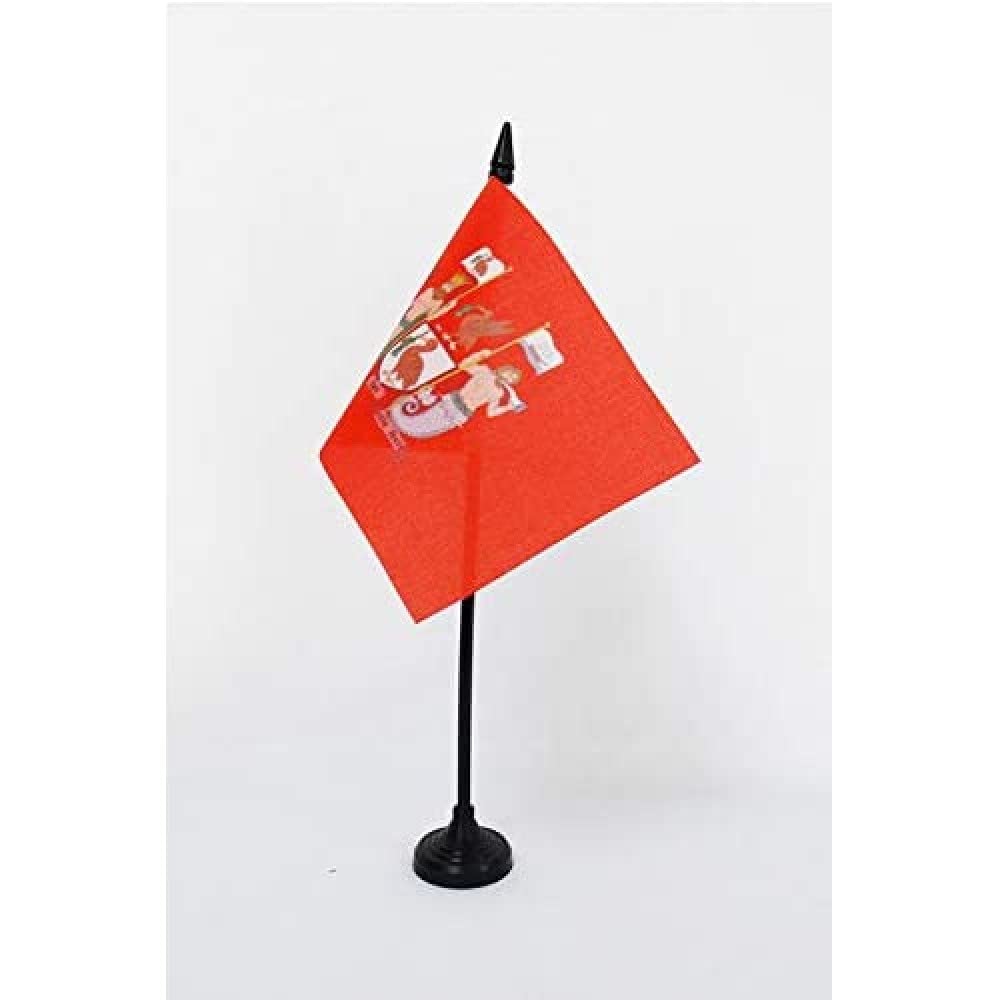 AZ FLAG - Liverpool Table Flag 4'' x 6'' - Liverpool Office Mini Banner 100% Polyester 15 x 10 cm - Mini Desk Flag with 10'' Pole and Black Plastic Base
