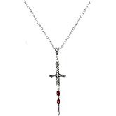 PINK TOWN Gothic Sword Pendant Necklace,Vintage Crystal Gem Sword Choker Punk Style Y2K Goth Mystery Witch Vampire Jewelry for Women