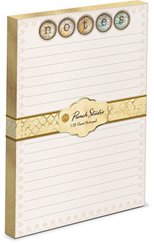 Typewriter Keys Notepad with Gold Gilded Edges by Punch Studio (5" x 7")