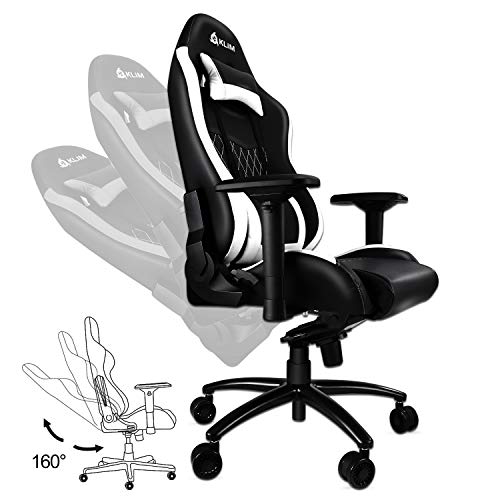 KLIM-Esports-Sedia-da-Gaming-di-Alta-qualit-Nuova-Finiture-di-Precisione-Regolabile-Cuscini-Bianchi-Nuova-2019-Versione