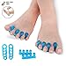 Toe Separators - Toe Straightener for Plantar Fasciitis and Bunion Corrector. Blue Toe Spacers. Free Heel Cups. (6 pcs)