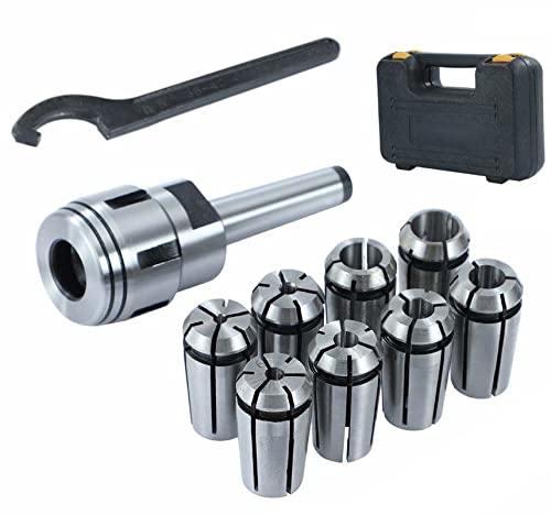 KATSU MT2 Morse Taper Spring Collet Set 8 Pieces 4-16mm Gripping Range Precision Router Collet Chuck Extension Adapter for CNC Workholding Engraving Machine and Milling Lathe Tool 11023022